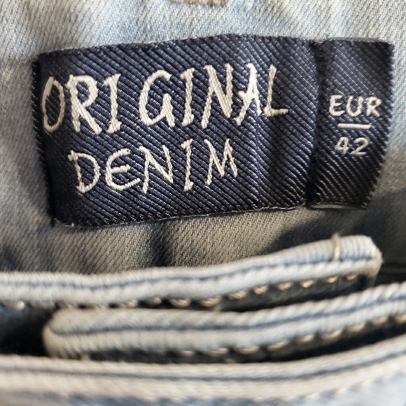 Original Denim Distressed Rhinestone Faded Jeans Women Size 42 eur - Picture 4 of 12